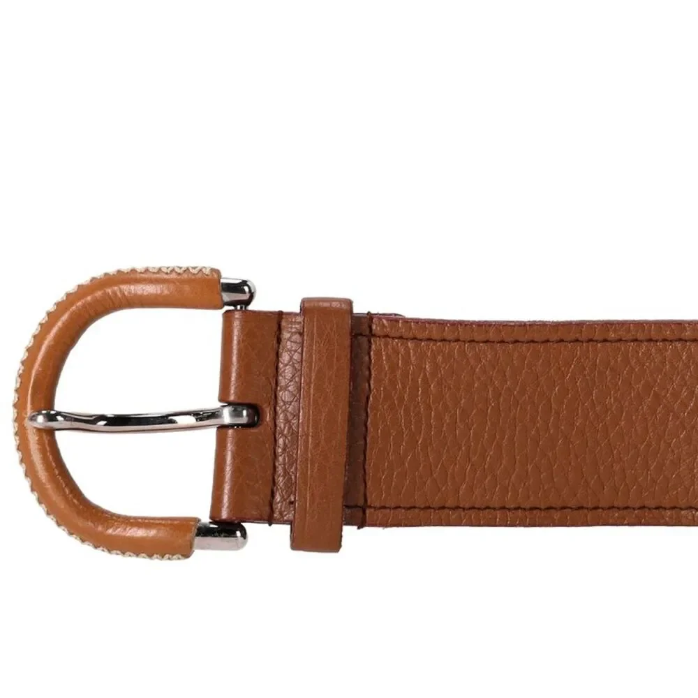 Prada Grained Belt in Brown Leather